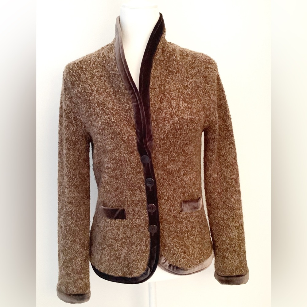 Anthropologie HWR Soft Boucle Velvet Cardigan Jacket Size Medium